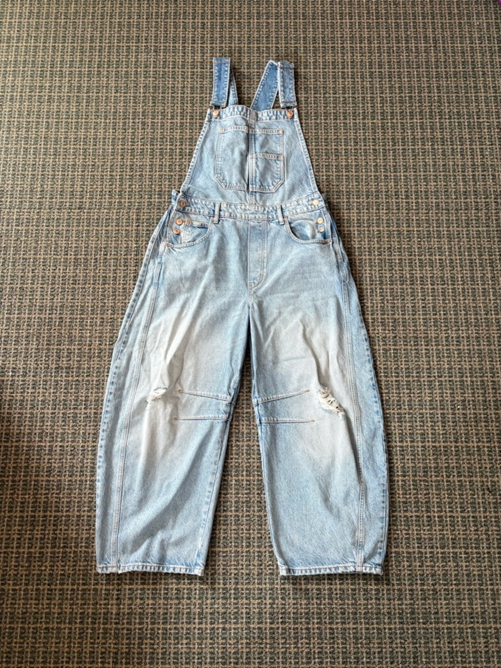 Free People Light Wash Good Luck Barrel Denim Overalls NWOT